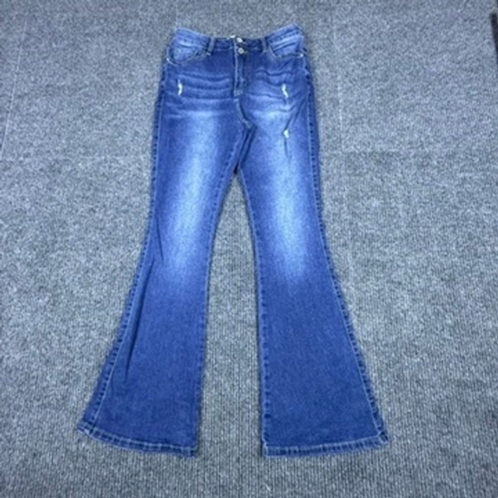 Vipones High Waisted Stretchy Flare Bell Bottom denim Womens Size 10 Style 101